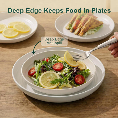 Dinnerware Sets for 8, Wheat Straw Plate and Bowl Set, Unbreakable Kitchen Set 40 Piece, Microwave and Dishwahser Safe Plates and Bowls Sets for Apartment, Kitchen, Camping, Dorm - White6