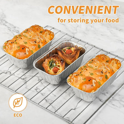 60 Pack Disposable Mini Aluminum Loaf Pans with Chear Lids,(6"X3.5"X2" )1 Lb Foil Loaf Pans,Disposable Aluminum Food Containers with Lids,Small Aluminum Tin Foil Baking Pan for Cakes, Bread, Meat3