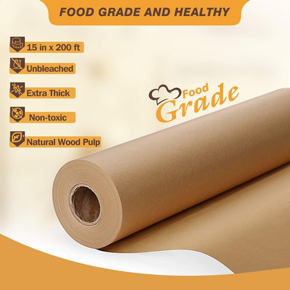 Unbleached 15 X 200 Ft Parchment Baking Paper Roll - 250 Sq.Ft for Baking, Cooking, Grilling, Air Fryer and Steaming2