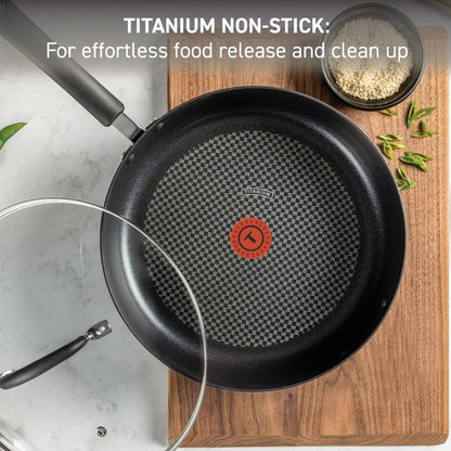 Ultimate Hard Anodized Nonstick Fry Pan with Lid 12 Inch, Oven Broiler Safe 400F, Lid Safe 350F, Cookware, Pots and Pans, Kitchen Frying Pans, Skillets, Home, Dishwasher Safe, Onyx2