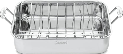 16-Inch Roasting Pan, Induction Compatible Premium Rectangular Roaster Pan with Rack, Stainless Steel Roasting Pan with Rack, Large Capacity, Dishwasher Safe1