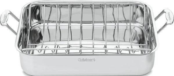 16-Inch Roasting Pan, Induction Compatible Premium Rectangular Roaster Pan with Rack, Stainless Steel Roasting Pan with Rack, Large Capacity, Dishwasher Safe1