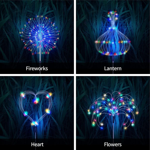Solar Garden Lights, Outdoor Firework Lights, 5 Pack 120 LED Decorative Stake with Remote, 8 Modes DIY Landscape Light Waterproof Lamps for Walkway Pathway Backyard Lawn2