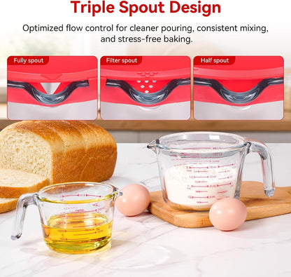2 Pack Borosilicate Glass Measuring Cups with Lid, 1 & 2 Cup Heat Resistant Liquid Measuring Cups, Oven Microwave Freezer Dishwasher Safe for Baking Cooking Food Prep4