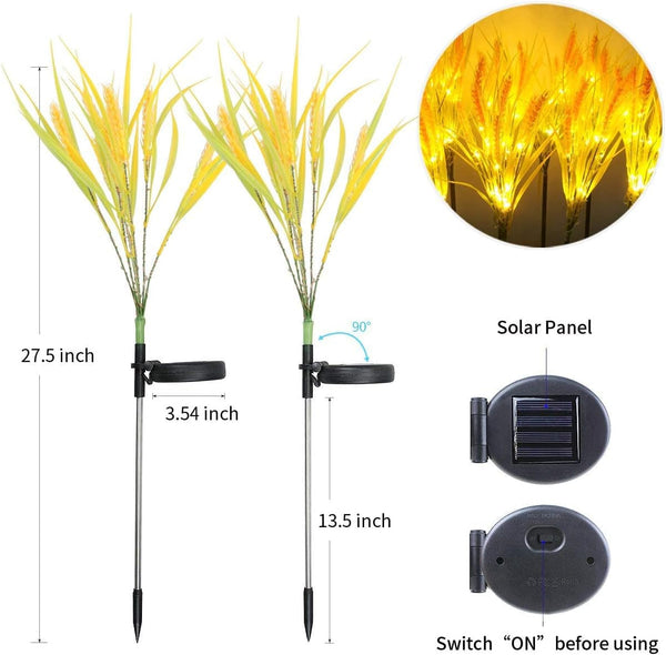 Solar Flower Lights Outdoor 2 Pack Wheat Ear Garden Lights6