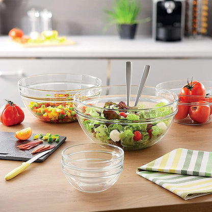 Set of 9 Glass Mixing Bowls - Glass Nesting Bowls Prep Bowl Clear Salad Bowls for Kitchen Prep Salad, Cereal, Ice Cream, Pasta, Fruits5