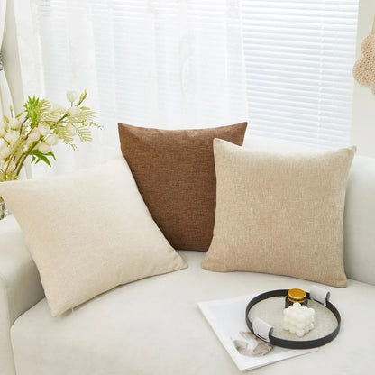 Neutral Linen Decorative Throw Pillow Covers 18X18 Beige | Set of 2,Solid Plain Rustic,Modern Home Décor,Farmhouse Accent Square Cushion Covers for Couch Sofa Bed Living Room Bedroom4