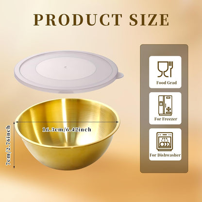 14 Pcs 6.69 in Gold Mixing Bowls with 16 Pcs Airtight Lids2