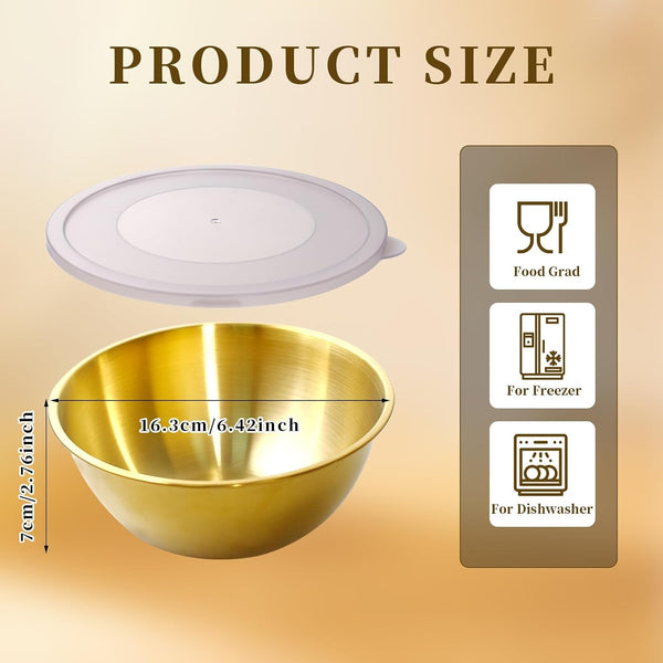 14 Pcs 6.69 in Gold Mixing Bowls with 16 Pcs Airtight Lids2