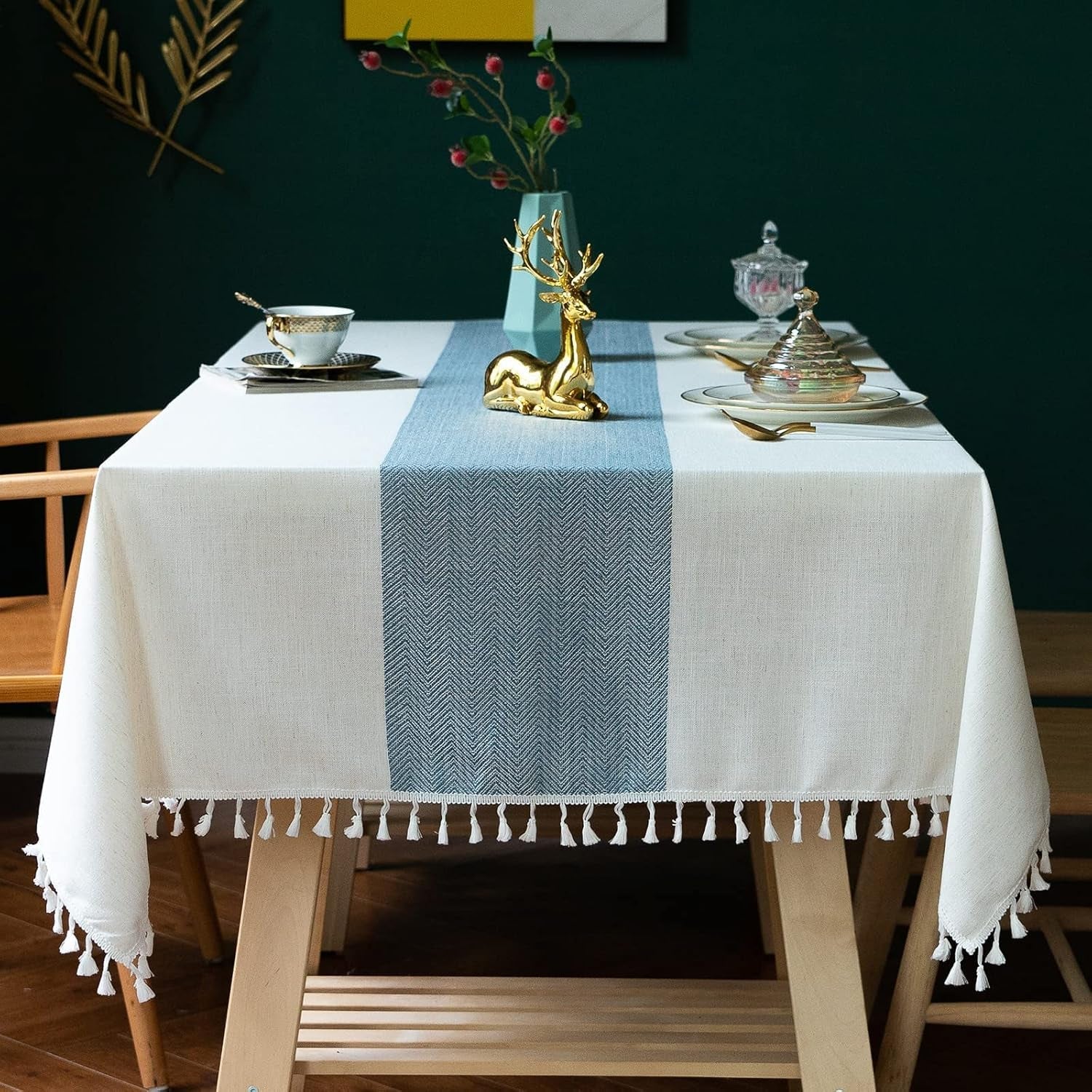 tablecloths-for-rectangle-tables-cotton-linen-table-cloth-waterproof-tablecloth-wrinkle-free-farmhouse-dining-tables-cover-soft-fabric-table-cloths-with-tassels-blue-55-x-70-4-6-seats