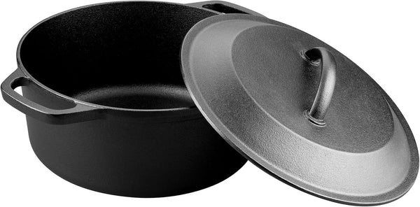 Pre-Seasoned Cast Iron Dutch Oven with Lid, round and Dual Handles, for Stovetop, Camping, Grill, Induction, Electric, Black, 3 Qt6