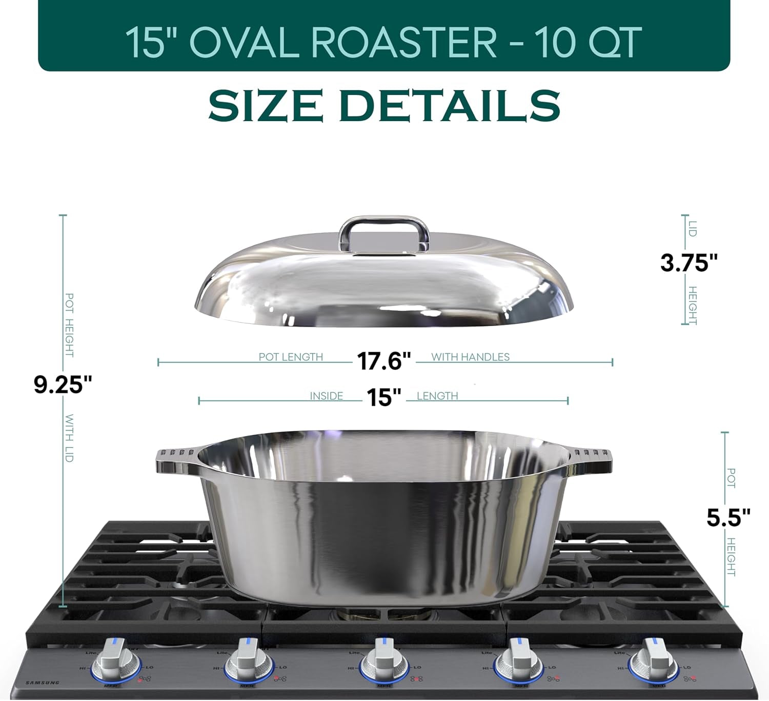 cast-aluminum-oval-dutch-oven-with-lid-10-qt-heavy-duty-lightweight-roaster-pan-with-rack-silicone-cover-dual-handles-cajun-cookware-for-roasting-baking-cooking-15-large