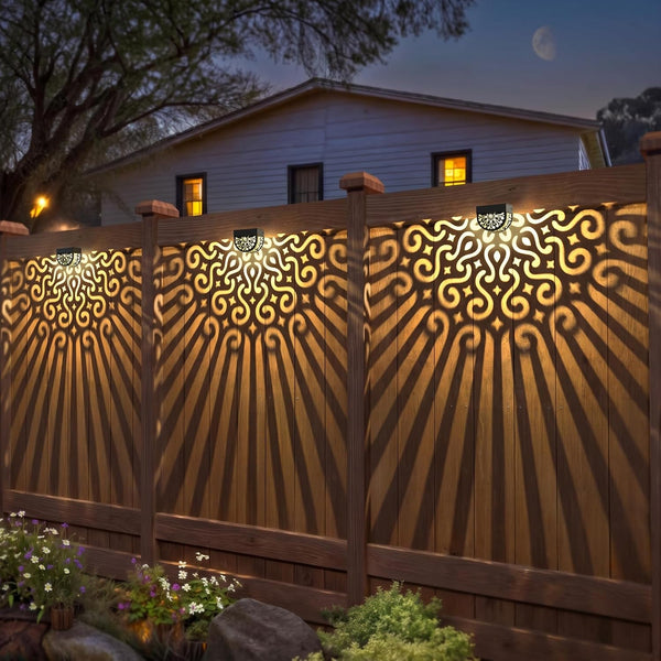 Solar Fence Lights Outdoor 4 Pack Solar Step Lights LED Powered Wall Lights Decorations Warm Yellow Light Waterproof Decorative Lighting for Garden, Front Door, Backyard (Black 3)2