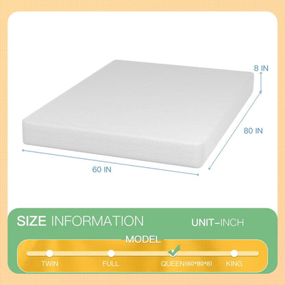 | 8 Inch Queen Mattress | White | Green Tea Gel Memory Foam2