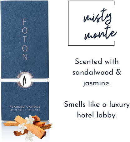 Pearled Candle 18 Oz - Misty Monte Sandalwood Jasmine Scented Non Toxic Luxury Long Lasting Powder Candles up to 120 Hours - Refillable Candle Sand with 30 Wicks for Candle Making2