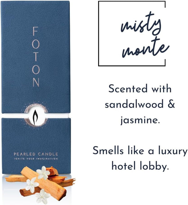 Pearled Candle 18 Oz - Misty Monte Sandalwood Jasmine Scented Non Toxic Luxury Long Lasting Powder Candles up to 120 Hours - Refillable Candle Sand with 30 Wicks for Candle Making2