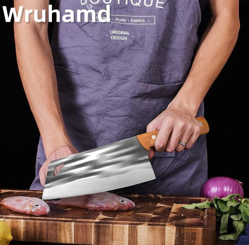 kitchen-knife-set-solid-wooden-2pcs-hand-forged-meat-cleaver-knife