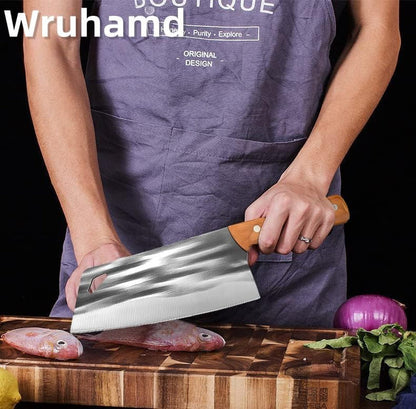 Kitchen Knife Set, Solid Wooden 2PCS Hand Forged Meat Cleaver Knife7