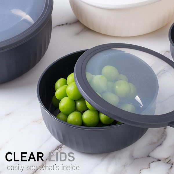 Prep Bowls with Lids- Wide and Deep Nesting Plastic Small Mixing Bowl Set with Lids, 12 Piece Set - Wide Bowls, Speckled Black6