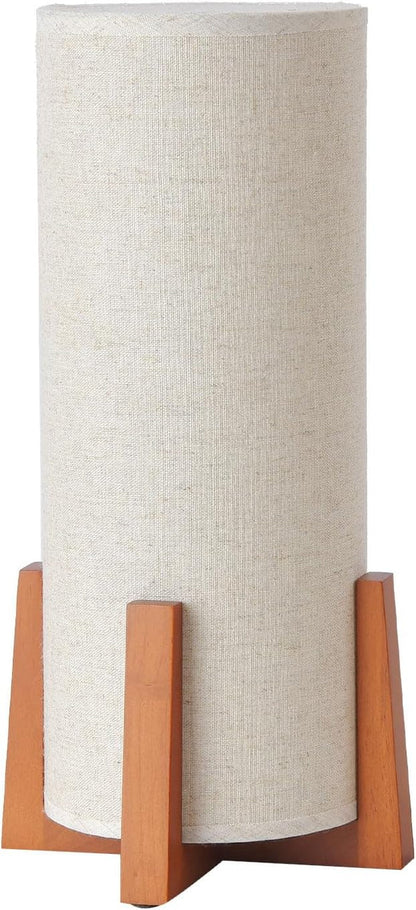 Modern Small Table Lamps, Nightstand Lamp with Linen Fabric Shade, 13.97" Cylinder Wood Base Bedside Table Lamp for Bedroom Office Living Room Home Decor8