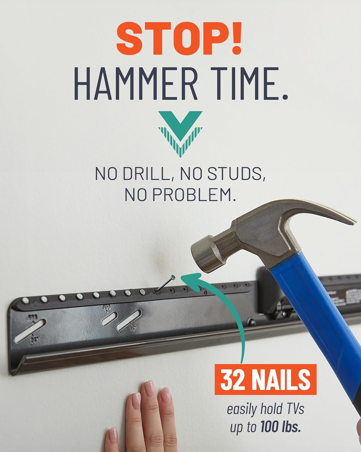 no-stud-tv-mount-for-drywall-slim-no-drill-design-holds-tvs-up-to-100lbs-with-nails-easy-studless-install-with-no-drill-needed