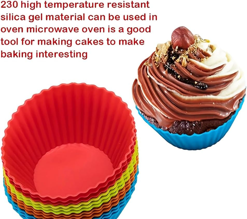 12pcs-silicone-baking-cup-non-stick-cupcake-liners-reusable-cupcake-molds-round-cupcake-molds-reusable-family-pack-high-temperature-resistant-non-stick-colorful-baking-cup-easy-to-clean