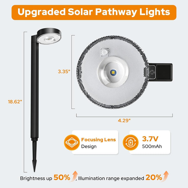 12 Pack Solar Pathway Lights Outdoor, 3 Color Temperatures Selectable CCT, Focused Ground Spot Lens, Brighter up to 12 Hrs IP65 Waterproof Path Lights for Walkway Driveway Yard Garden, Black4