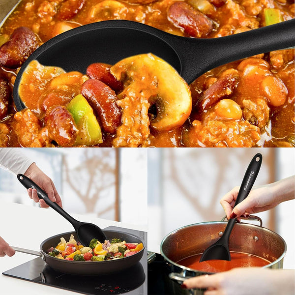 Silicone Cooking Spoon, Nonstick Kitchen Spoons for Cooking, Slotted and Solid Serving Spoon Heat Resistant, Silicone Mixing Spoons Basting for Nonstick Cookware 4 Pack5