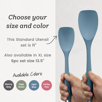 Starpack Stir and Serve Silicone Cooking Utensils Set (5-Piece, 11") - LFGB Non Toxic, 600°F Heat Resistant, Bpa-Free - One-Piece Seamless, Dishwasher Safe - for Nonstick Cookware, Light Blue7