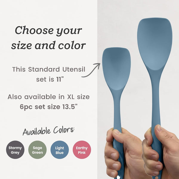 Starpack Stir and Serve Silicone Cooking Utensils Set (5-Piece, 11") - LFGB Non Toxic, 600°F Heat Resistant, Bpa-Free - One-Piece Seamless, Dishwasher Safe - for Nonstick Cookware, Light Blue7