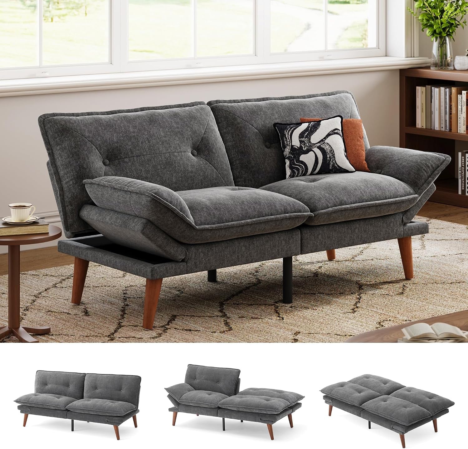 futon-sofa-bed-70-chenille-futon-couch-with-adjustable-backrest-armrest-3-in-1-convertible-comfy-loveseat-sleeper-sofa-bed-for-small-spaces-dorm-room-apartment-home-officedark-grey
