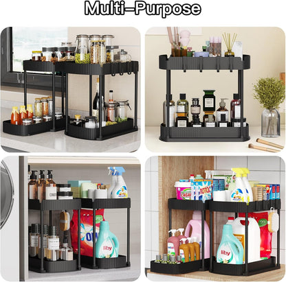 2 Packs under Sink Pull-Out Storage Organizers, 12.8 Inches, Black6