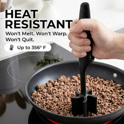Ground Meat Chopper Tool – 5-Blade Nylon Meat Chopper for Ground Beef, Non-Toxic Food Safe Meat Masher & Breaker, Heat Resistant to 180°C, Dishwasher Safe – Black3