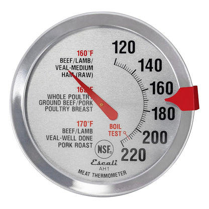 Escali AH1 Stainless Steel Oven Safe Meat Thermometer, Extra Large 2.5-Inches Dial, Temperature Labeled for Beef, Poultry, Pork, and Veal Silver NSF Certified2