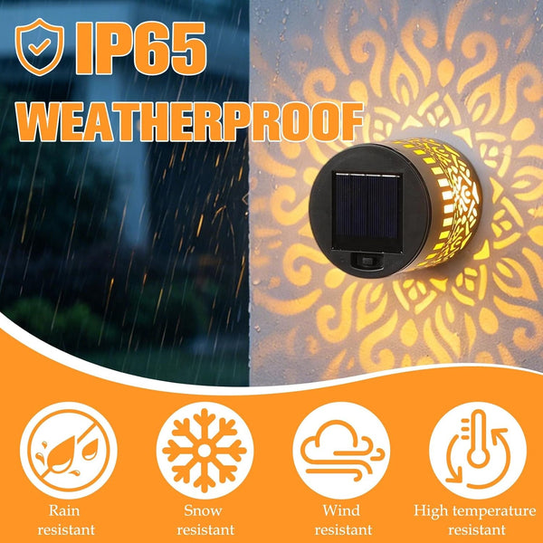 Decorative Solar Mandala Lights,Solar Powered Outdoor Deck Step Wall Lights,Mandala Theme Waterproof Fence Light for Garden Post Patio Backyard Yard Decor (2 Pack)3