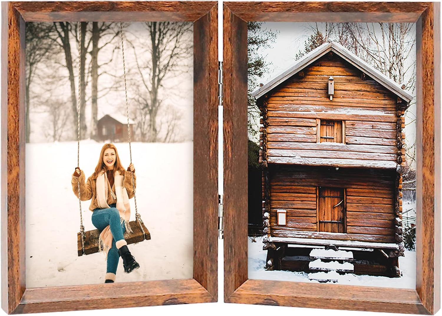 5x7-double-picture-frame-rustic-brown-wooden-photo-frame