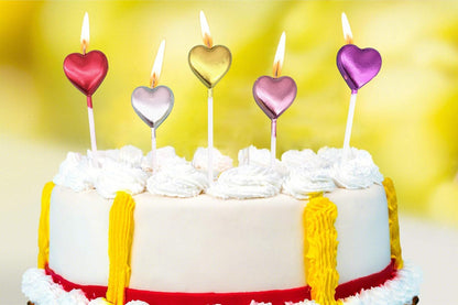 10 Cute Heart Shaped Star Birthday Candles Cake Candle Toppers for Party(5 Star-5Heart, Multi-Colored)8