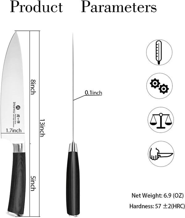 8 Inch Japanese SUS440A Stainless Steel Gyutou Chef Knife, Black5