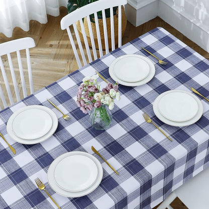 Square Vinyl Tablecloth, 100% Waterproof Oil-Proof Checkered Plastic Table Cloth, Heavy Duty Wipeable Table Covers for Dining, Camping, Picnic, Outdoor - 54 X 54 Inch, Blue Checkered5
