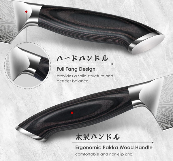 16 Pieces Knife Set, Knife Block Set in Powder Steel, Ultra Sharp | Kitchen Knives Set High Hardness Japanese Knife Set with Ergonomic Pakkawood Handle, Chef Knives Set for Kitchen Cooking5