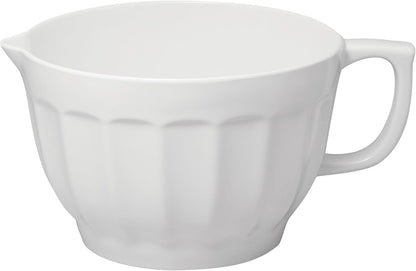 4.3 Quart Latte Style Melamine Batter Bowl with Pour Spout and Handle, Professional Mixing Bowl with Non-Slip Base, Ideal for Pancake and Cake Batter, 11.5 X 8.75 Inch, White1