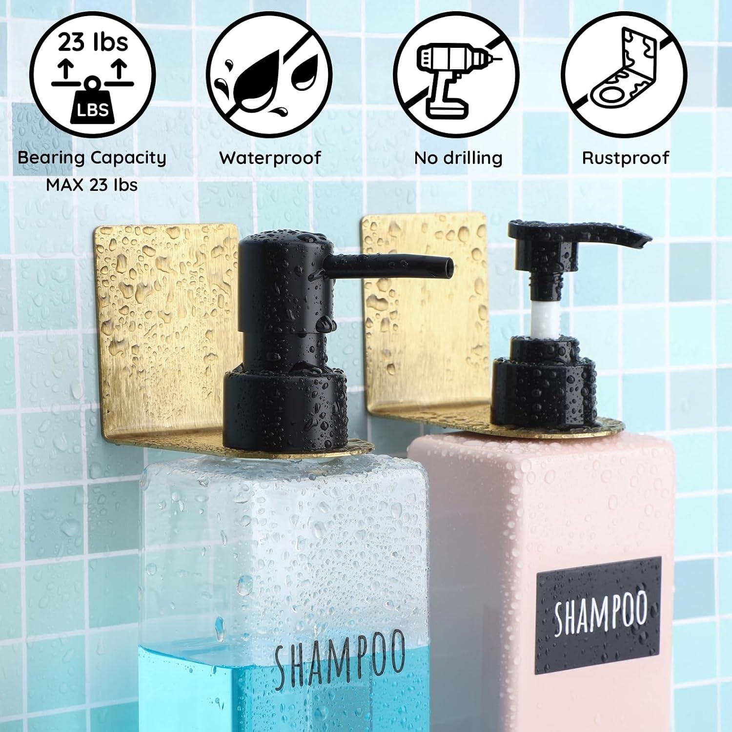 non-drilling-adhesive-bottle-holder-3pcs-bathroom-bottle-dispenser-holder-dia-1-1-2-8cm-lotion-bottle-wall-mount-rustproof-shampoo-bottle-holder-wall-hanging-rack-for-kitchen-toilet-gold
