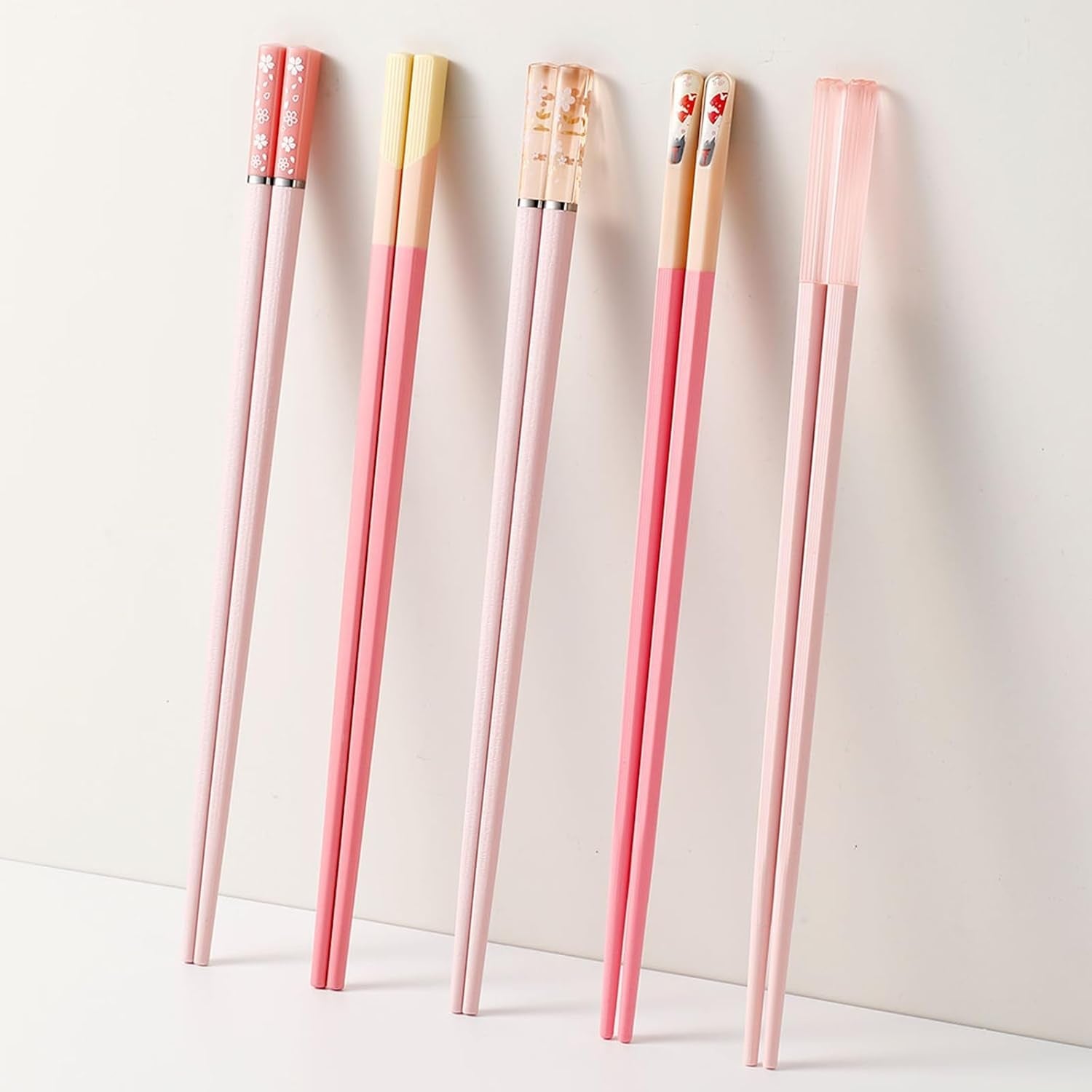 5-pairs-pink-fiberglass-chopsticks-non-slip-reusable-food-safe-heat-resistant-to-356-f-dishwasher-safe-lightweight-ergonomic-grip-unique-family-set-ideal-for-sushi-ramen