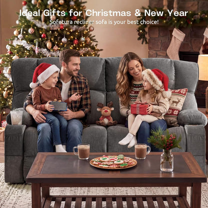 Oversized Loveseat Recliner Sofa, Double Recliner, Big Large Reclining Sofa with Cup Holders & Side Pockets, Traditional 2-Seater Manual Recliner Couch for Living Room, RV, Home Theater (Fabric,Grey)9