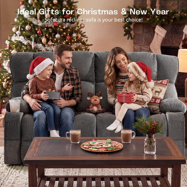 Oversized Loveseat Recliner Sofa, Double Recliner, Big Large Reclining Sofa with Cup Holders & Side Pockets, Traditional 2-Seater Manual Recliner Couch for Living Room, RV, Home Theater (Fabric,Grey)9