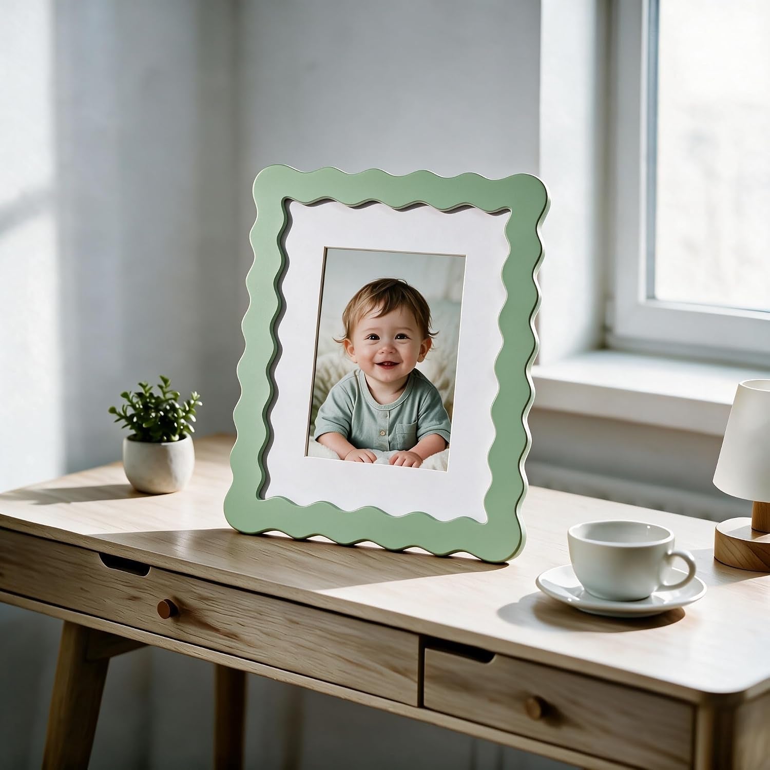 5x7-cute-picture-frame-wavy-curved-photo-frame-with-4x6-mat-and-real-glass-unique-funky-frame-for-table-and-wall-display-home-office-desk-decoration-art-gift-5x7-sage-green