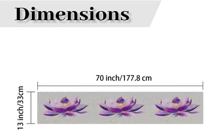 Boho Purple Lotus Flower Gold Lines Table Runner for Home Décor,13X70In2