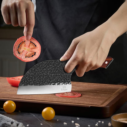 Serbian Chef Cleaver Knife with Genuine Leather Sheath5