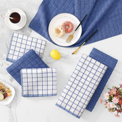 Large Premium Cotton Kitchen Towels 16"X 28", 6 Pack, Navy Blue9