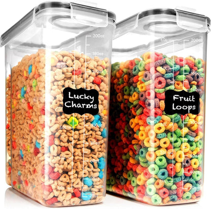 2 Pack (6.3L / 213OZ) EXTRA Large Airtight Food Storage Cereal Containers for Bulk Food Storage Bpa-Free Plastic Container, Pantry Organization and Canister for Rice, Pasta, Sugar & Flour1